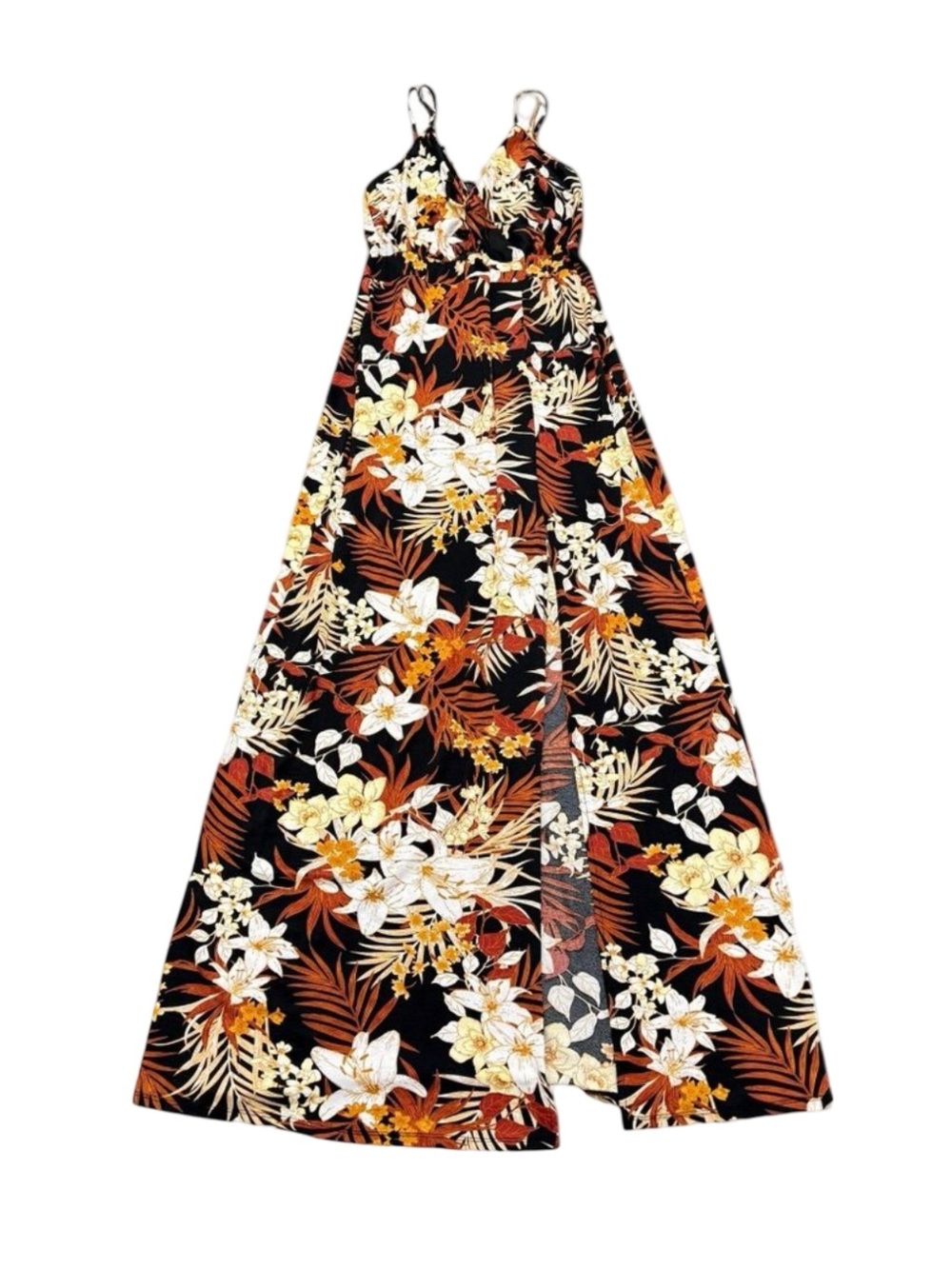 Vintage Timing Floral Maxi Dress Black Rust Y2K
